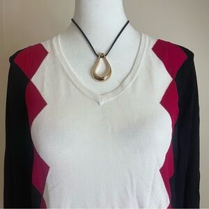 EP Pro Women’s White and Red Argyle Sweater Size M